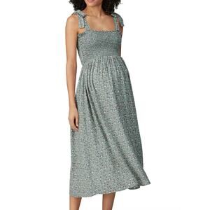 Rachel Pally Dress Women X Large Maternity Green Floral Crepe Pixie Midi Stretch